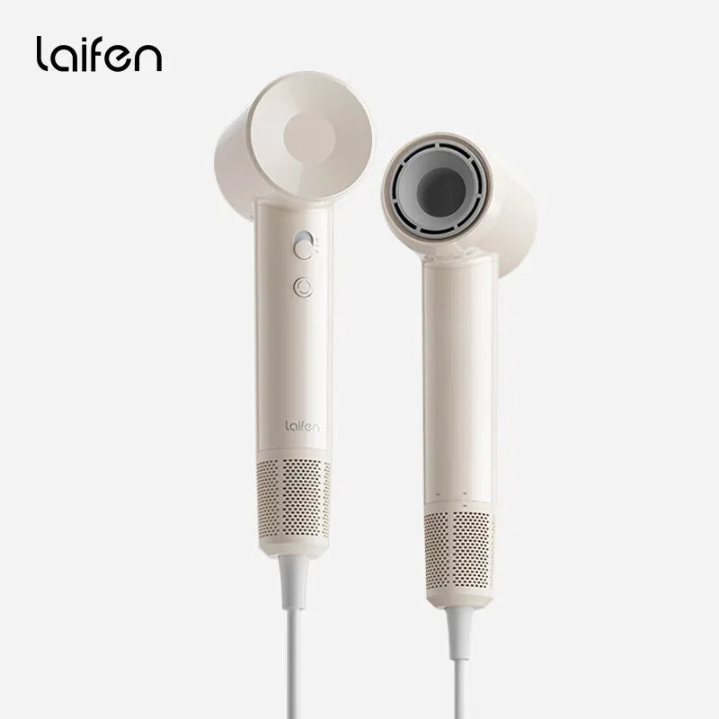 Lightweight beige Laifen high-speed hair dryer with quiet motor, constant temp, and sleek, modern compact design.