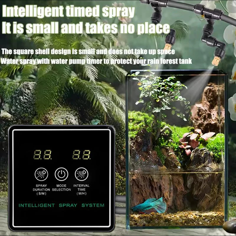 Touch Screen Automatic Mist Rainforest Spray Intelligent Ecological Cylinder Electronic Timer Sprinkler System Kit Control