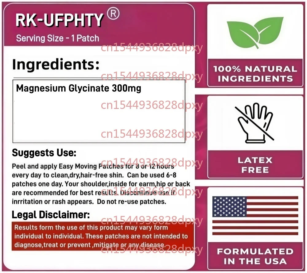 30 Patches Magnesium Glycinate Transdermal Patches Natural Calmness, Healthy Mood & Cardiovascular Support
