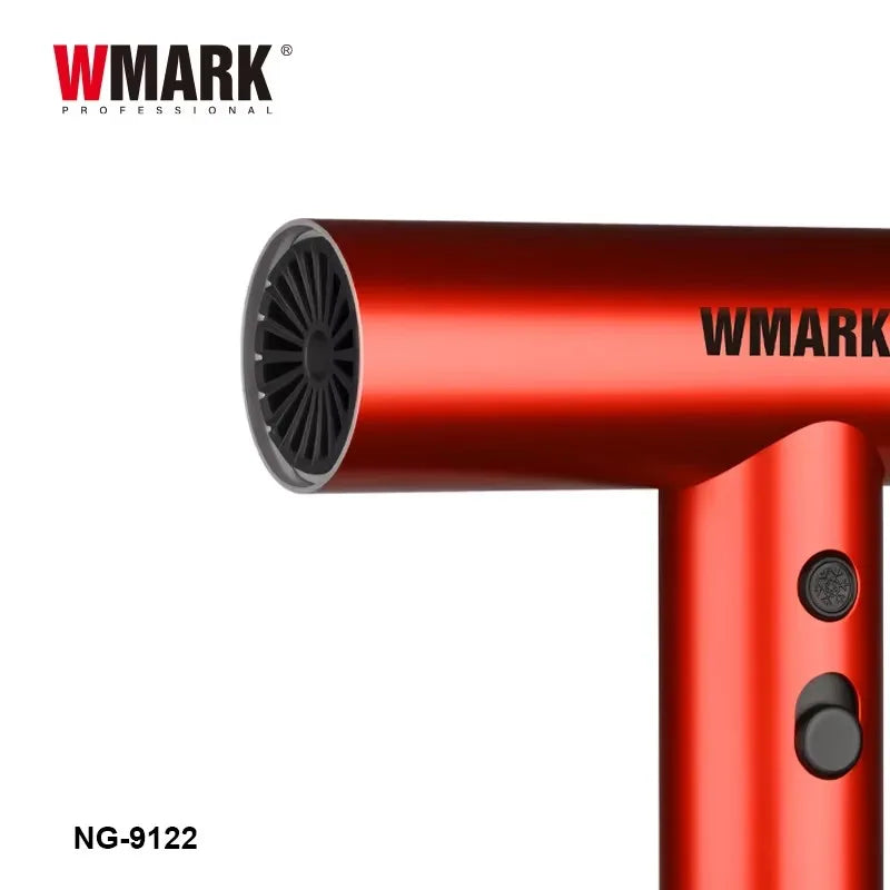 WMARK NG-9122 professional red hair dryer with powerful airflow, sleek portable design, and easy-use button controls.