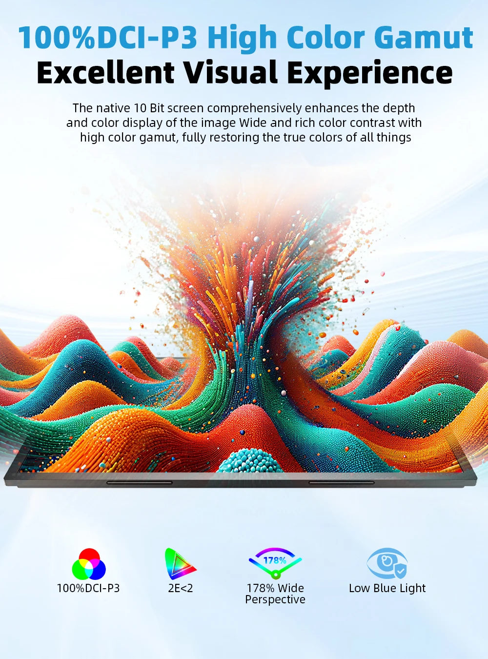 UPERFECT 18.4'' 4K Portable Monitor QLED 100% DCI-P3 UHD FreeSync HDR 2 Speakers Eye Care Travel Gaming Display For PC Phone