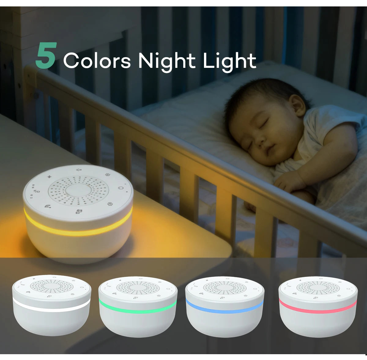 Sleep White Noise Machine with Soothing Sound Touchable Rechargeable Night Light Relaxing Audio & Sleep Lamp for Baby