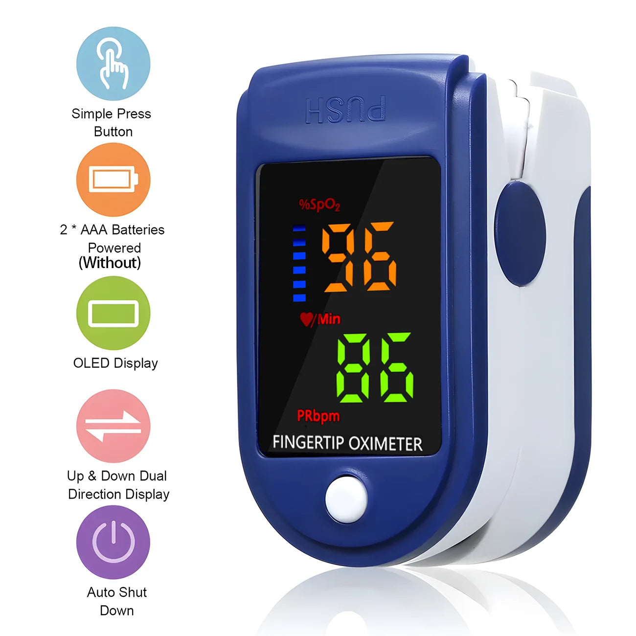 Thermometer Three-color Backlit Display Forehead Thermometer Digital Display Infrared Body Thermometer or Finger Pulse Oximeter