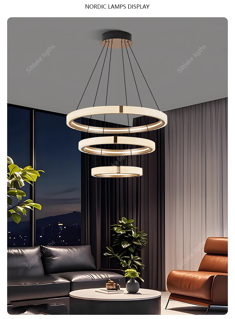 Modern Round LED Ring Light – Adjustable Minimalist Pendant 40-80cm Tidesmit