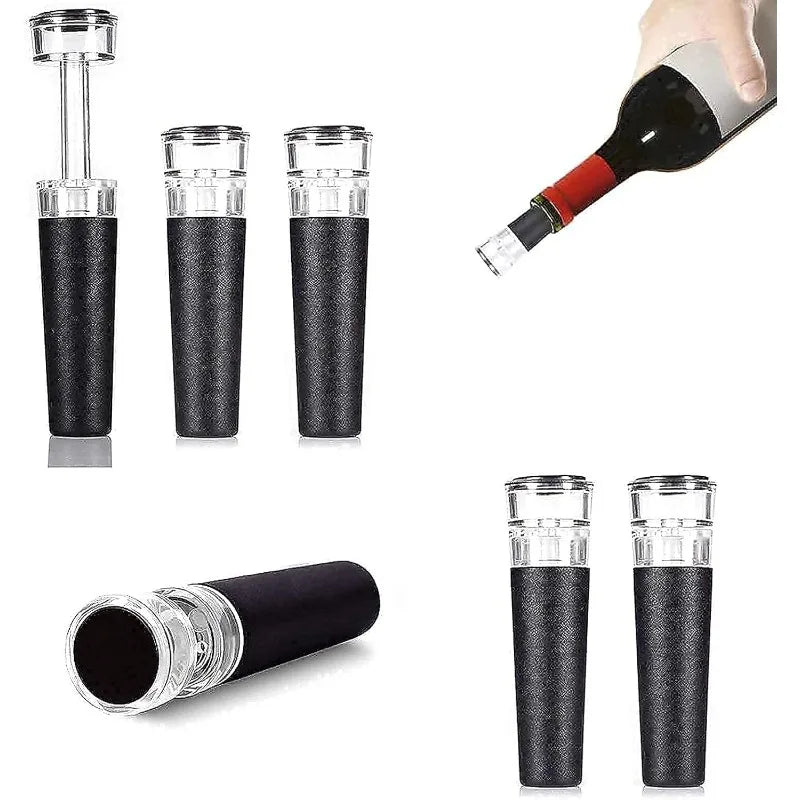 Vacuum Wine Stopper, Reusable Stoppers with Built-in Vacuum Pump Leakproof Wine Bottle Sealer Silicone Caps,Wine Saver