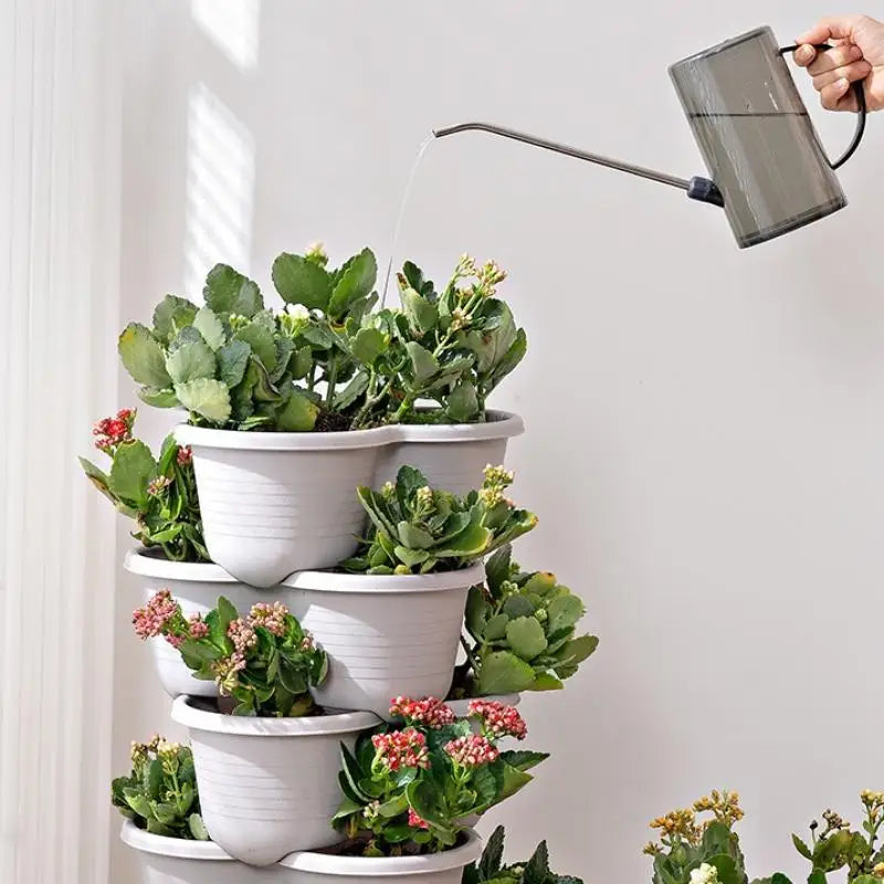 New Vertical Tower Stackable Flower Pot Plastic Multi-layer Garden Planter Tower For Strawberry Vegetable Frame Grow