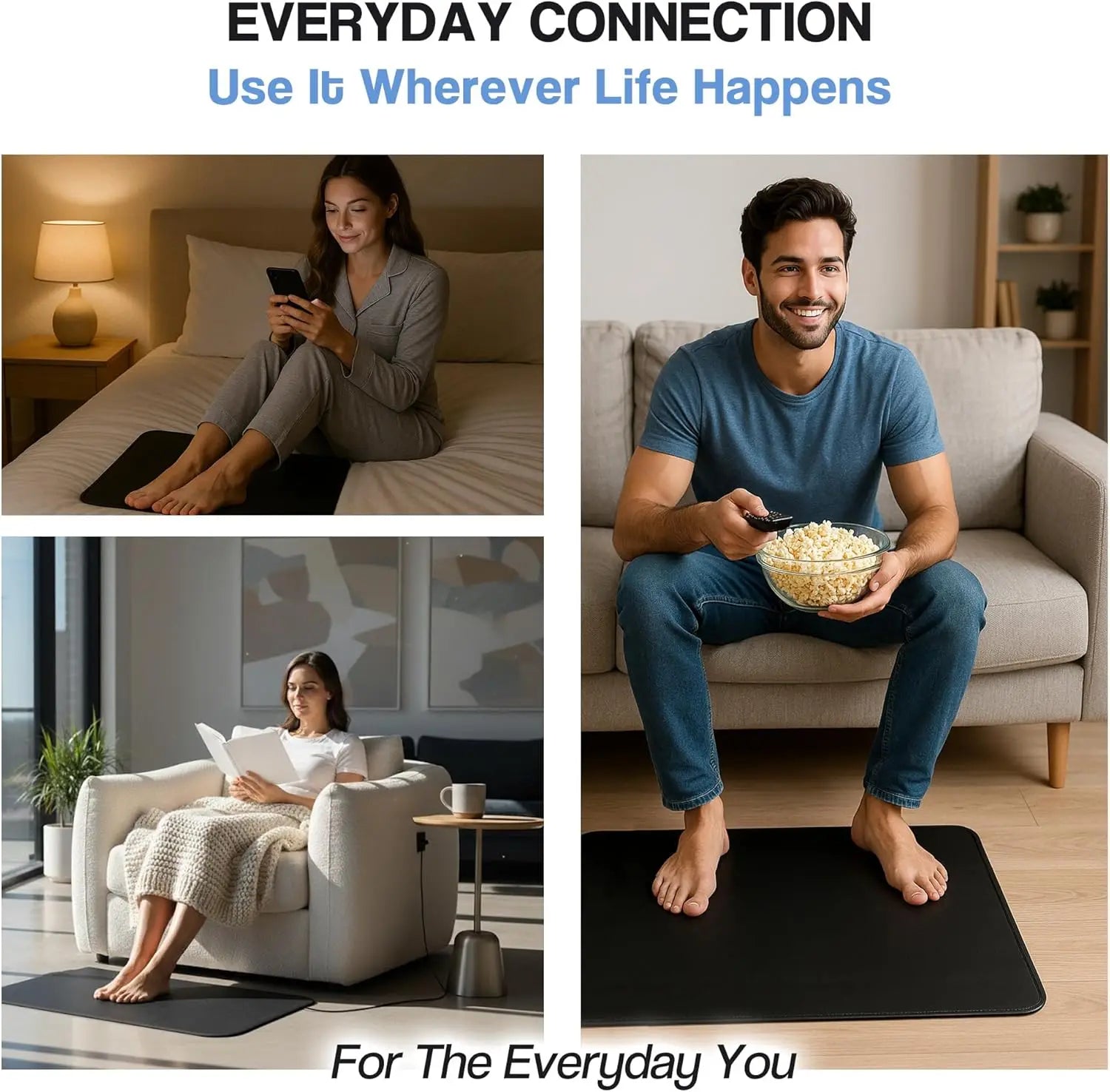 Grounding Mat for Feet 60x40cm - Circulation Wellness Tool Relaxation Treatment Tidesmit