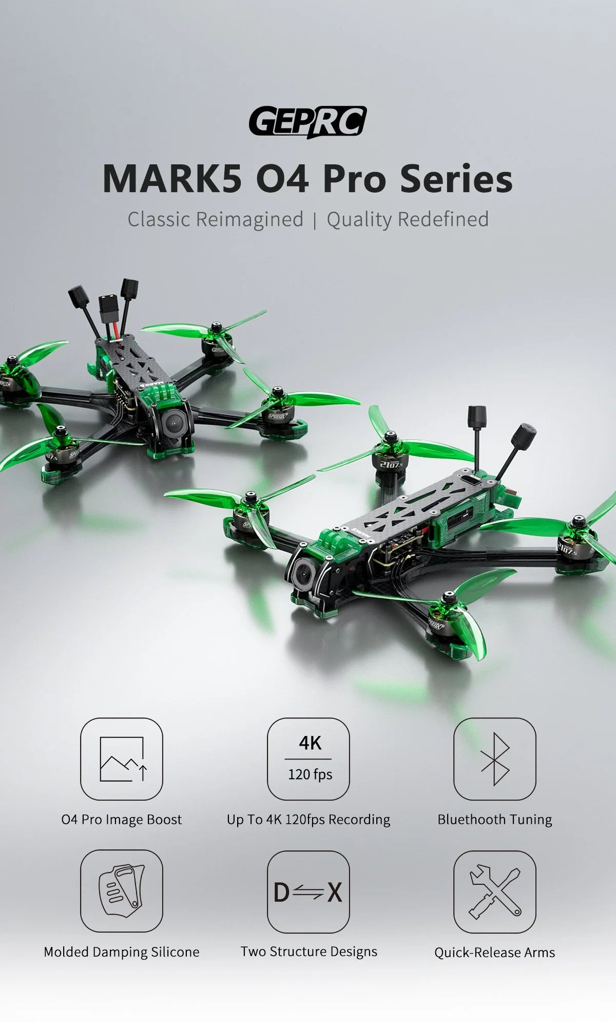 GEPRC Mark5 O4 Pro FPV Drone | High-Performance 6S Brushless System Tidesmit