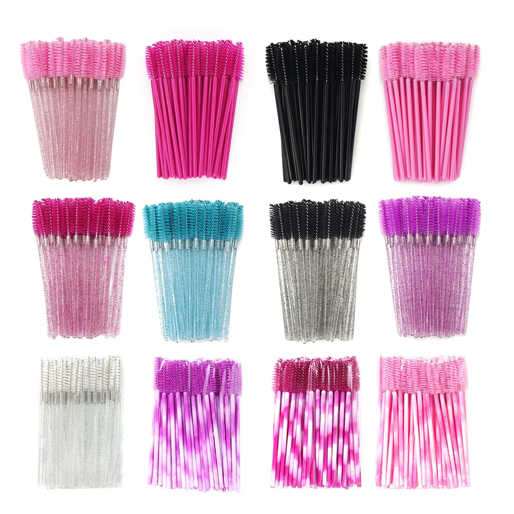 Disposable Eyelash Brushes for Extensions - Premium Soft Crystal Wands False Eyelashes Tidesmit