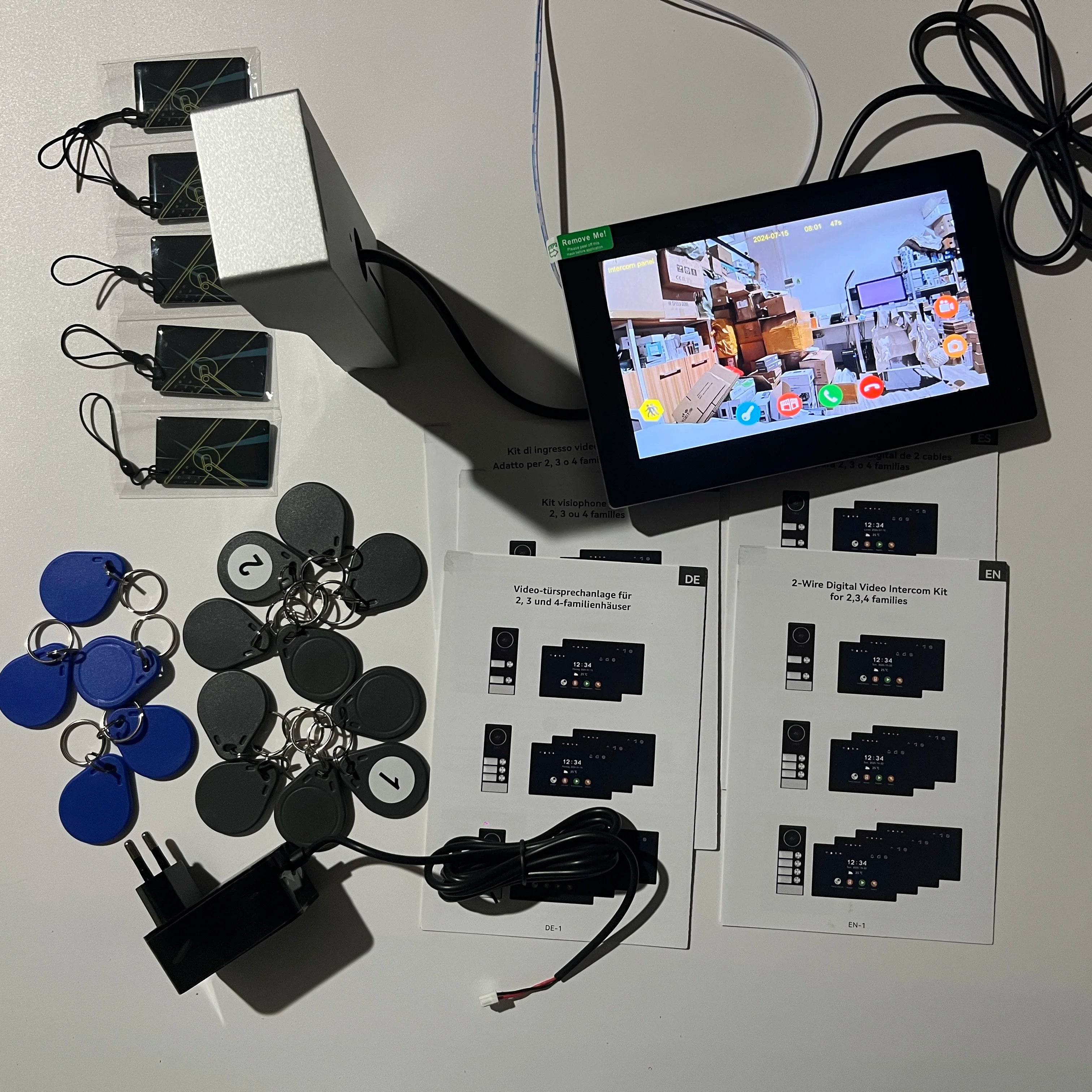 7" Touch Monitor Tuya WIFI Video Building Intercom System 2 Wire Cable Port 2-4 Units Apartment Video Door Phone Doorbell Kits
