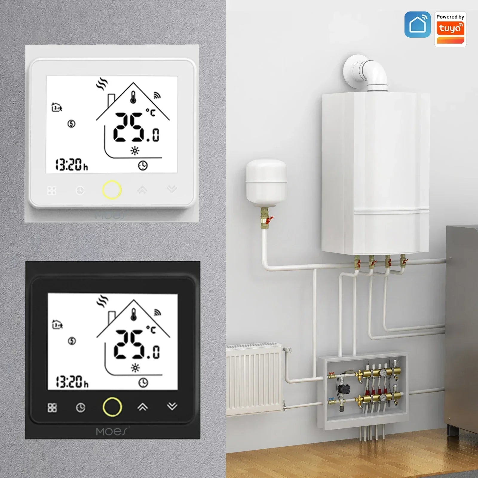 Tidesmit Matter compatible WiFi smart thermostat for water floor heating and gas boiler control