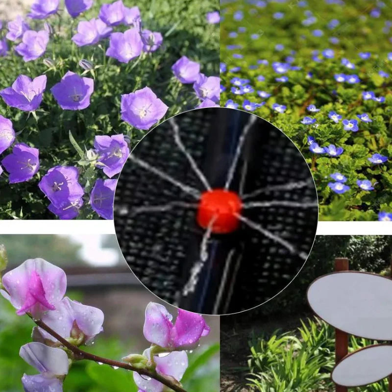 ZK Water Saving Drip Irrigation Kit, 8-Hole Drip Atomizing Nozzle, 4/7 Tubing, C Y Stake for Garden Farm Multi-Scenario Watering