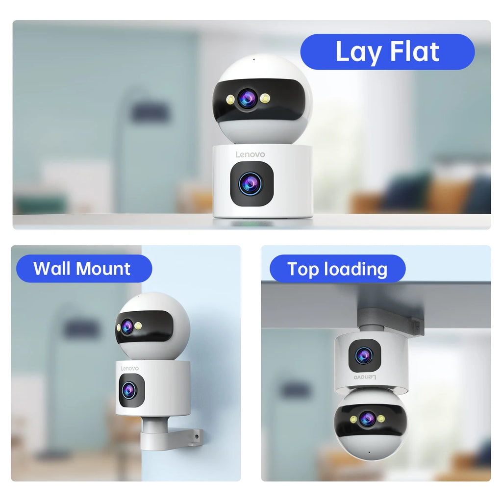 Lenovo 4MP HD Security IP Camera 5G WiFi Surveillance Camera Dual Lens 5X Zoom AI Tracking Home Indoor CCTV Camera Baby Monitor