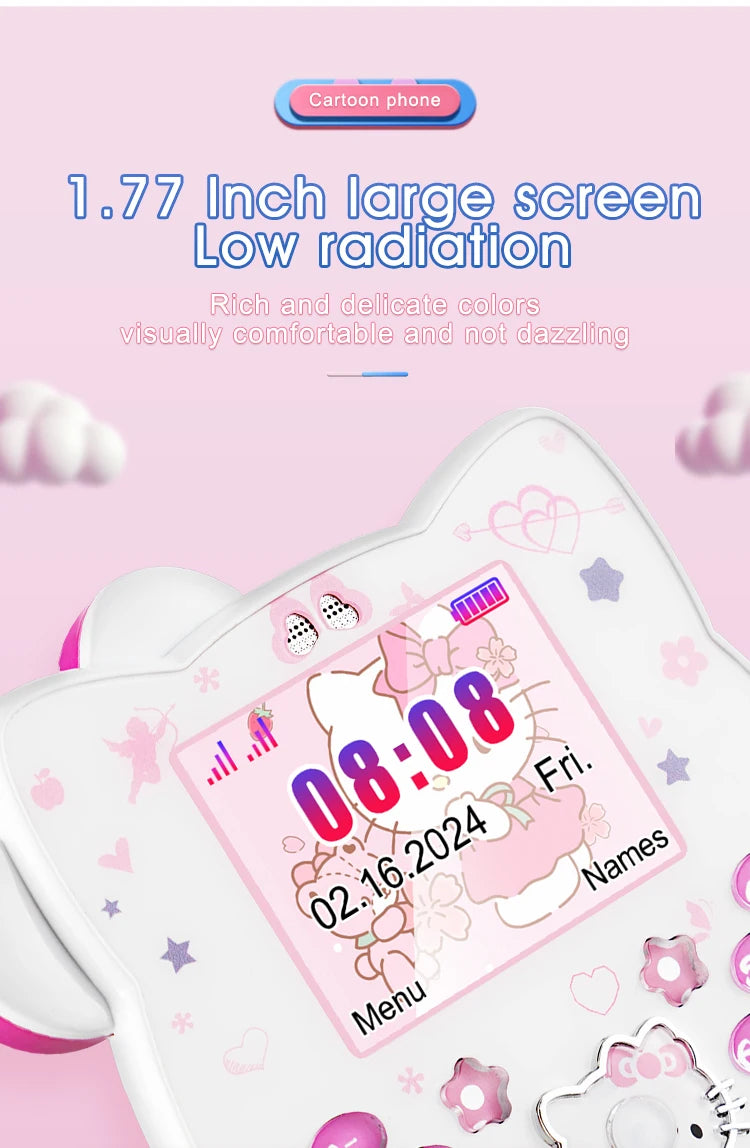 2024 Sanrio Hello Kitty Flip Phone Kawaii K688 Cartoon Taiml Cute Mini Phone Birthday Fashion Gift Toys Christmas For Anime Fans