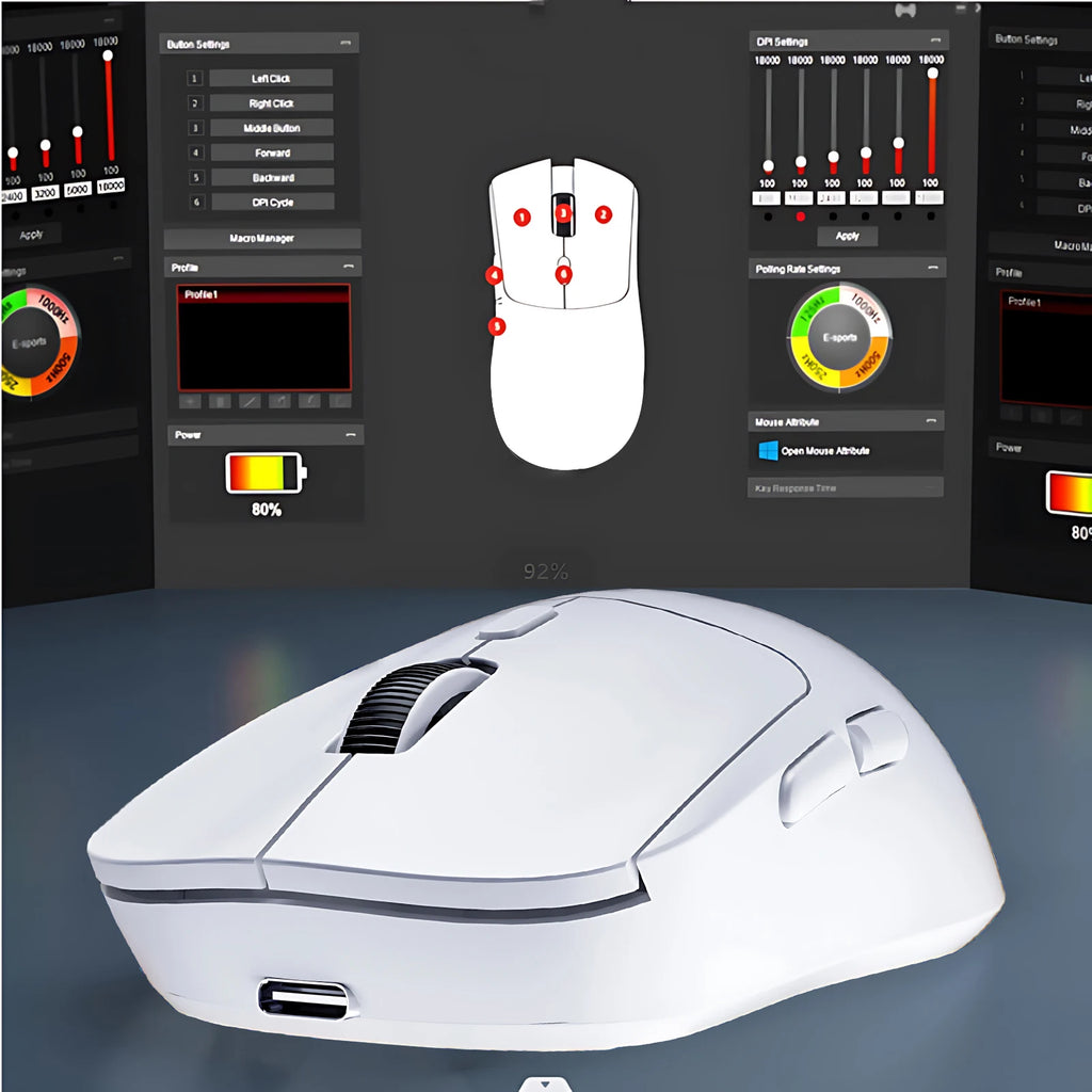 2026 M348 Superlight Mouse Bluetooth 2.4G Wireless Gaming Mouse Flagship Chip Gaming Sensor 6 Adjustable DPI for Office Game