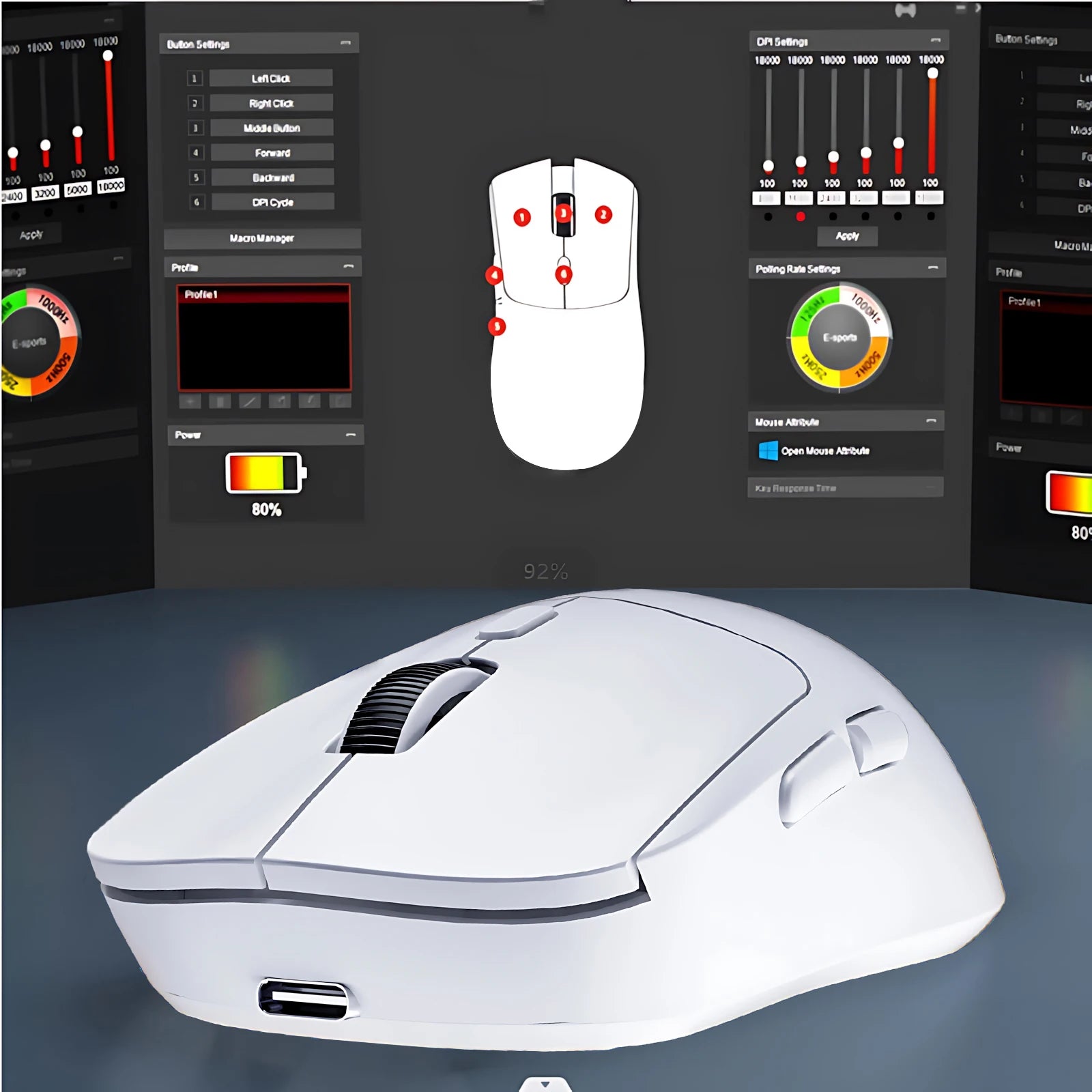 2026 M348 Superlight Mouse Bluetooth 2.4G Wireless Gaming Mouse Flagship Chip Gaming Sensor 6 Adjustable DPI for Office Game