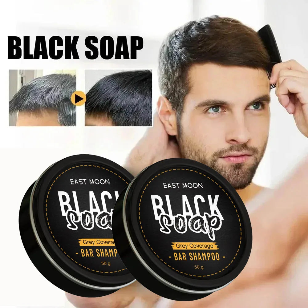 Polygonum Multiflorum Black Hair Soap Darkening Shampoo Bar Repair Gray White Color Dye Face Hair Body Shampoo For Man Women