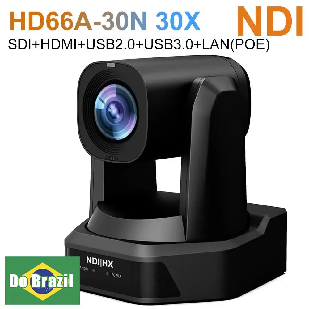 Black PTZ camera, HD66A-30N 30X NDI with SDI, HDMI, USB, LAN (POE)