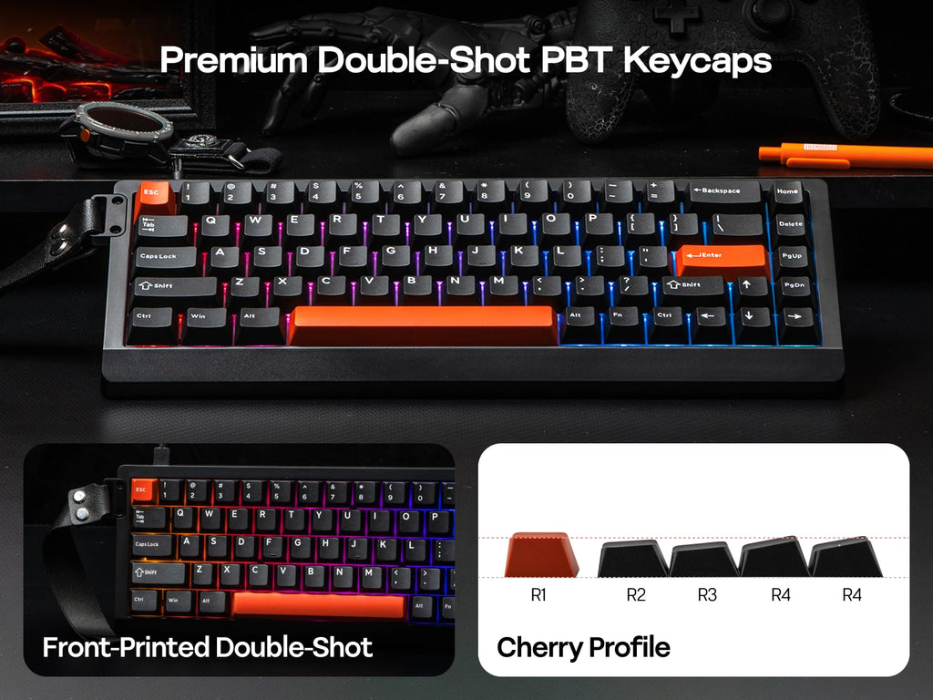 EPOMAKER HE68 Lite 65% ANSI US Layout Tray-Mounted Wired Hall Effect Magnetic Mechanical Keyboard DKS SOCD RGB Backlight