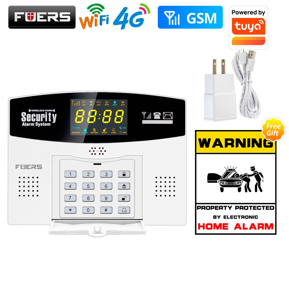 Fuers WIFI 4G 2G GSM Alarm System work with Tuya SmartBurglar Alarm Wireless Wired Security Zone Link Alexa Google Motion Sensor
