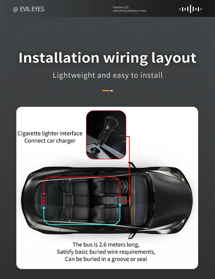 LED Pixel Panel Car Display 120x16.6cm - Programmable Scrolling Sign Tidesmit