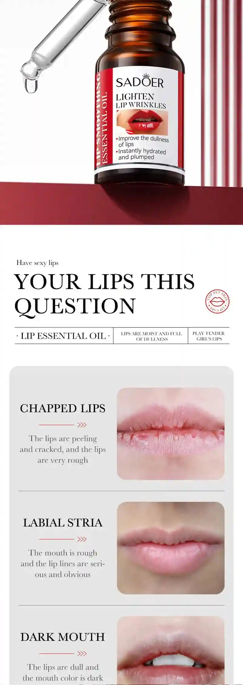 Lip Plumping Serum with Hyaluronic Acid - Hydrating Lip Care Treatment Lip Care Tidesmit