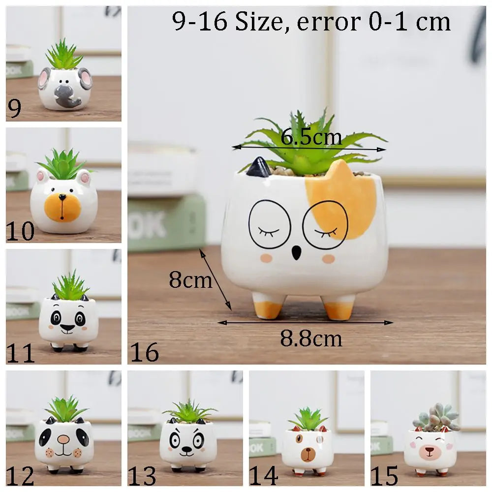 Creative Cute Flower Planter Ceramics Ornament Handmade Succulent Potted Bonsai Accessories Flowerpot Garden Supplies