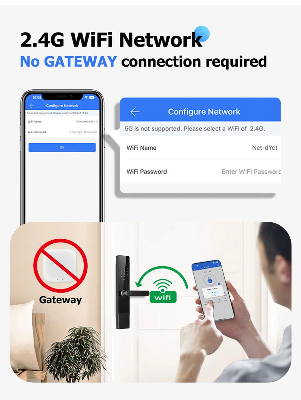 EU Warehouse Smart Fingerprint Door Lock TTLock WiFi – App, Keyless, Password, Card & Mechanical Key – Home, Hotel, Office, Airbnb