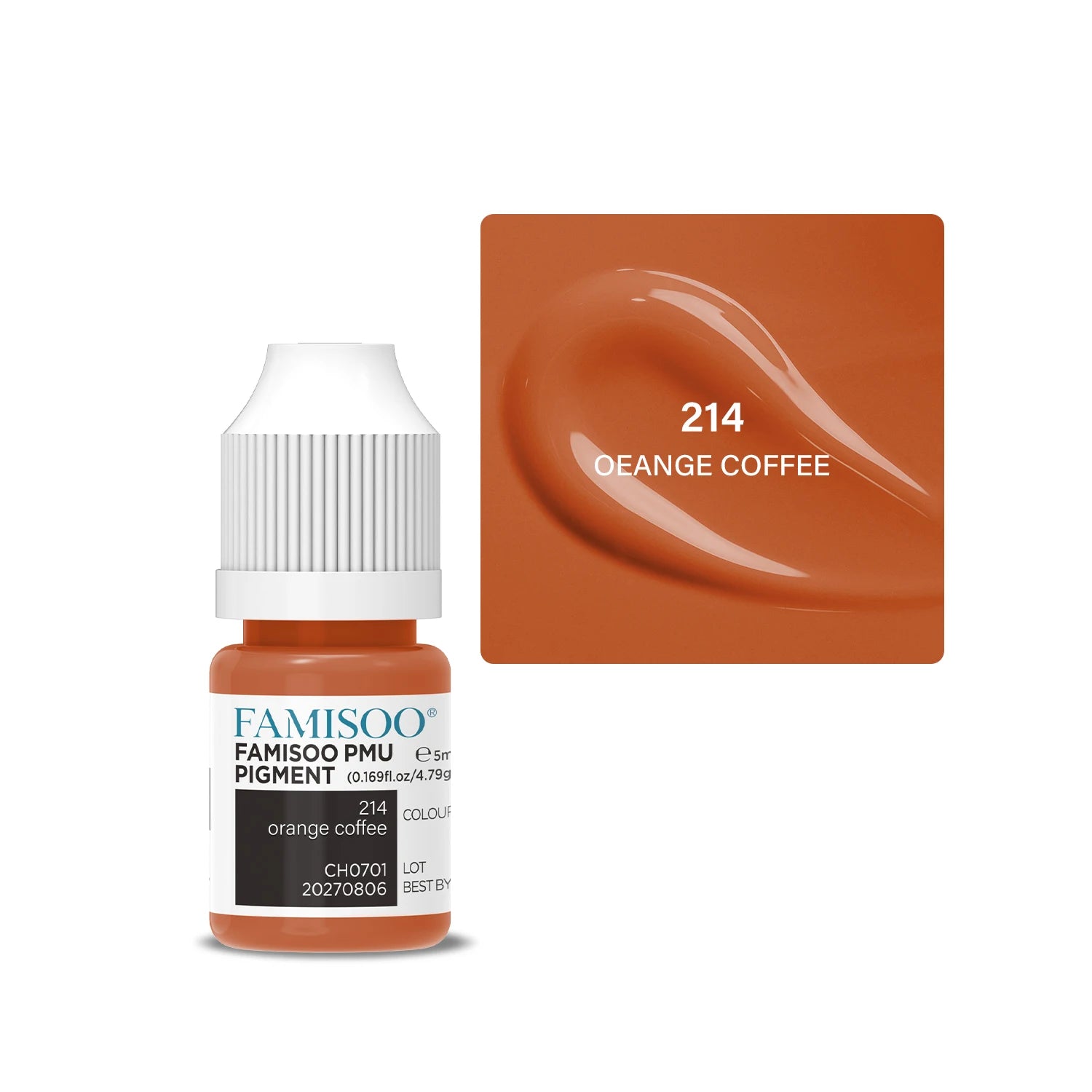 Eyebrow Tattoo Ink - Professional 5ml Microblading Pigment for PMU Machines Permanent Makeup Machines 214 Orange coffee Tidesmit