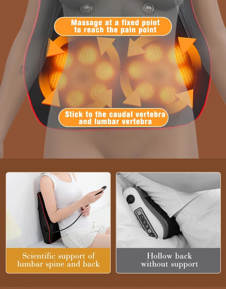 Shiatsu Neck and Back Massager with Heat and Airbag Therapy Relaxation Treatment Tidesmit