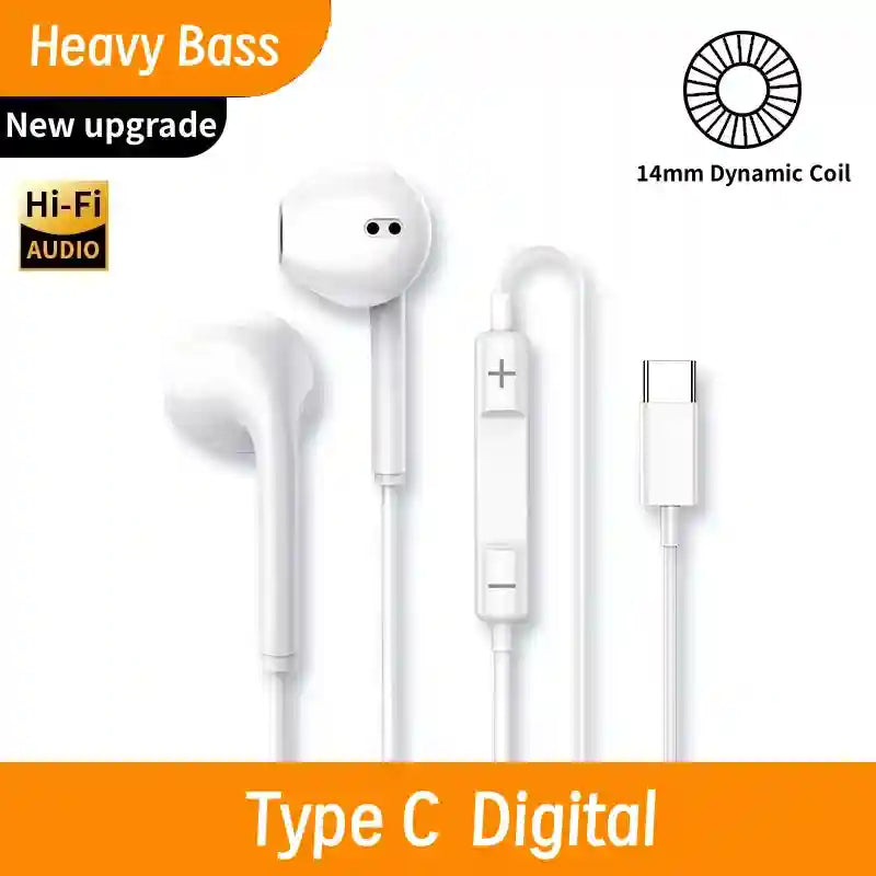 Wired USB C Headphones with HD Mic - Noise Cancelling Earbuds A222-TypeC Tidesmit