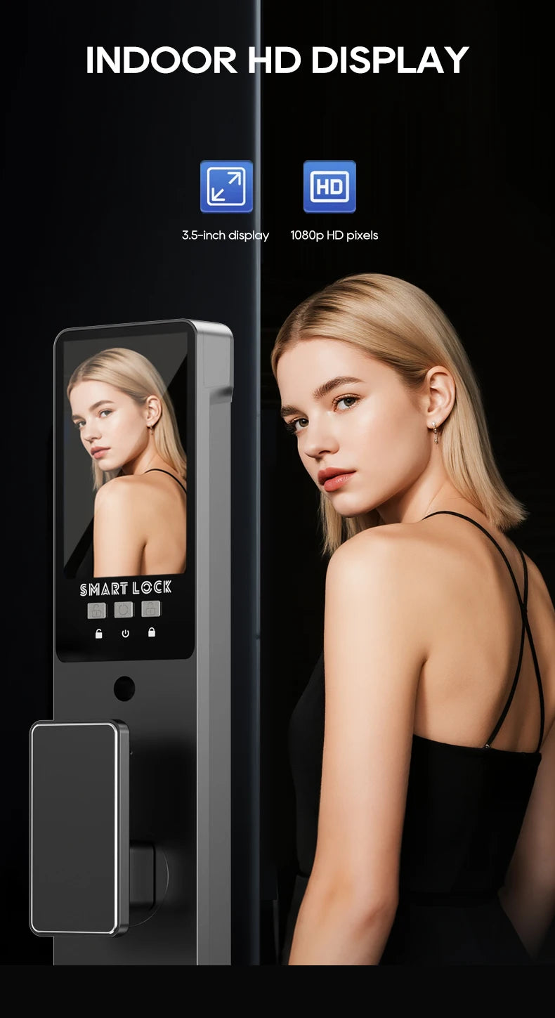 SANKESONG Tuya Smart 3D Face Door Lock Security Camera Monitor Intelligent Fingerprint Password Biometric Electronic Key Unlock
