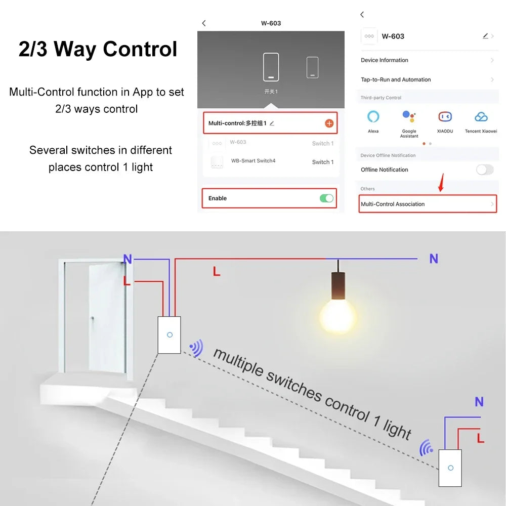 433 MHz WiFi Tuya Smart Remote Control Touch Light Switch RF for Lights Australia US BR IL Alexa 220V With No Null 1 2 3 4 Gang