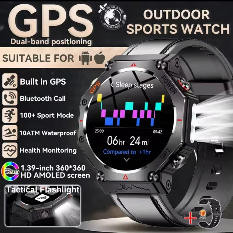 Military Smart Watch T-Rex 3 Bulit-in GPS Compass Altimeter Barometric 10ATM IP69K Waterproof AMOLED Bluetooth Call Smart watch