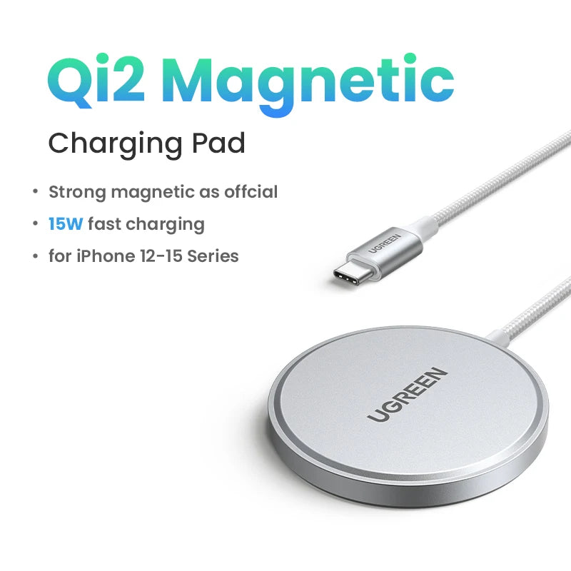 Wireless Charger for iPhone 16: Qi2 Certified MagSafe Compatible Pad White Tidesmit