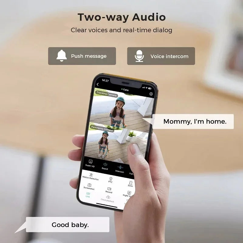 8MP 4K WIFI IP Camera PTZ Outdoor Dual Screen AI Human Detection Dual Lens Two-way Audio CCTV Video Security Camera V380 APP