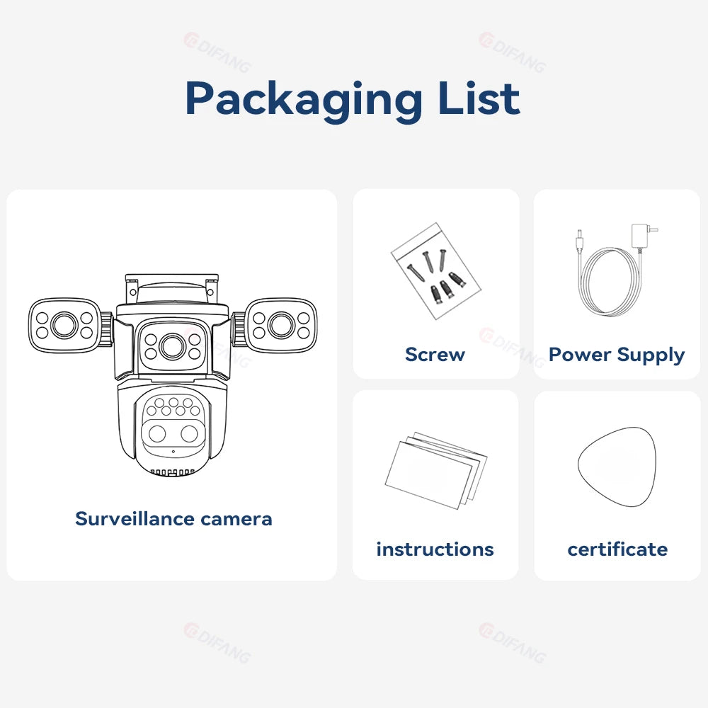 10K Outdoor 10X Optics Zoom WiFi6 Camera 20MP Three screen Four Len PTZ Automatic Tracking 6K Dual Lens Waterproof Security CCTV