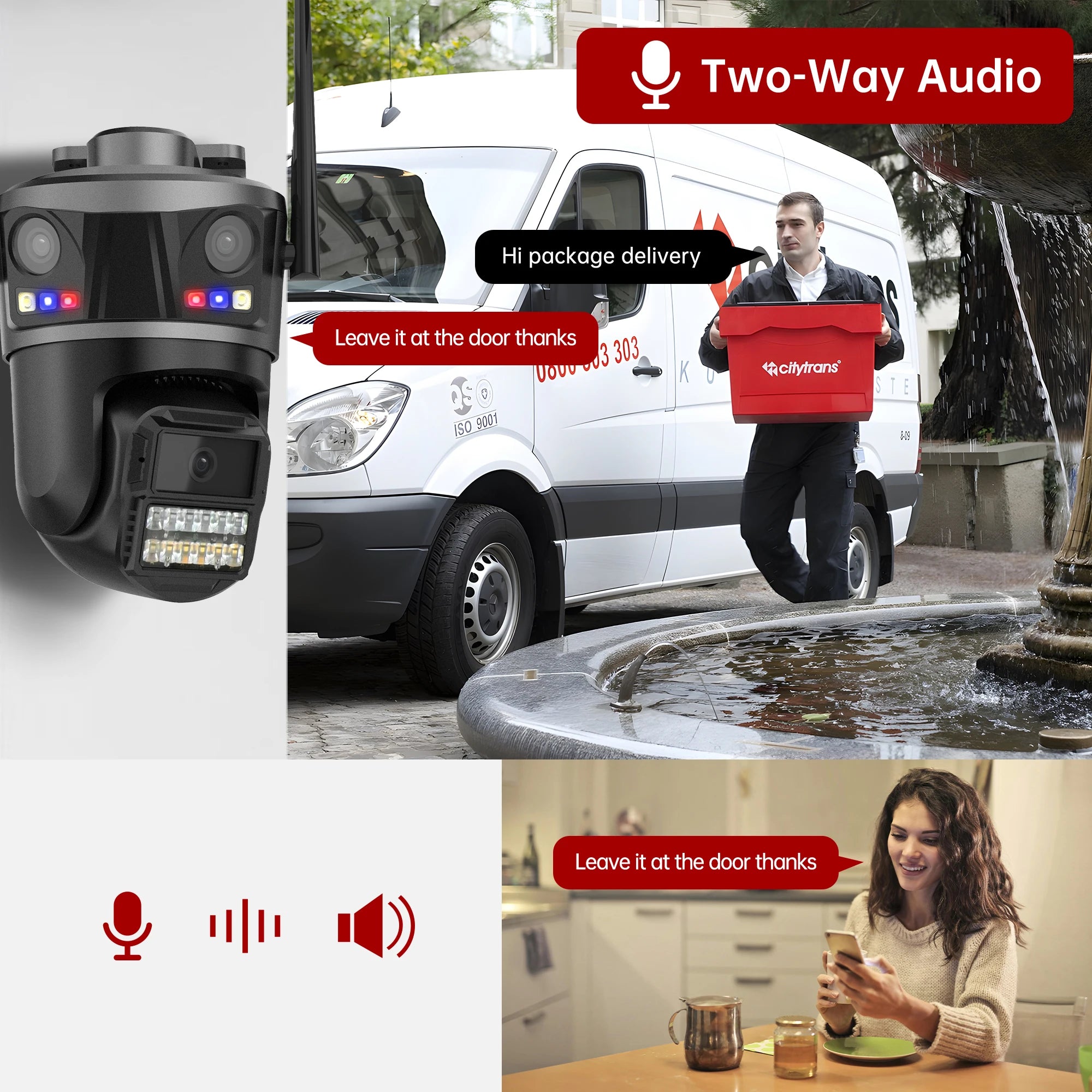Three Lens Outdoor 6K HD WIFI IP Camera Three Screen PTZ Camera AI Human Detection IP66 Waterproof CCTV Video Surveillance ICsee