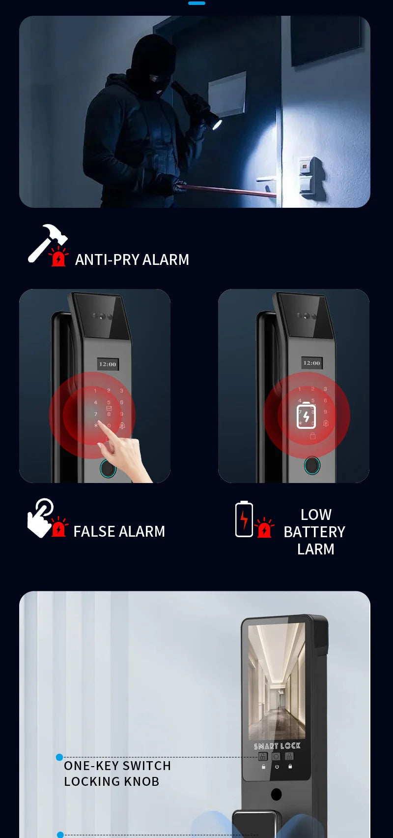 Tuya 3D Face Real-time Intercom Smart Door Lock Biometric Electronic Security Camera Intelligent Fingerprint Password Key Unlock