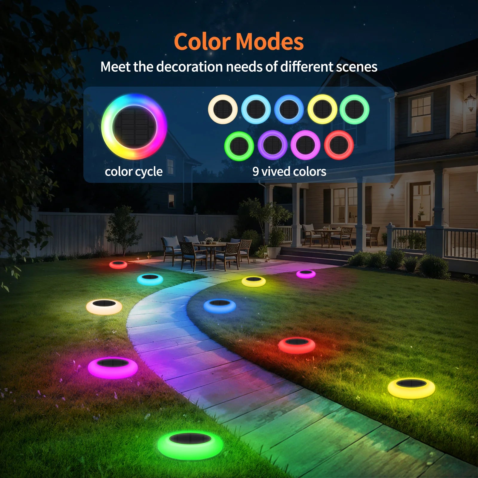 Colorful Solar Lights Outdoor Color Changing Solar Lights Pathway Lights Garden Lights For Landscape Walkway Patio Yard Garden