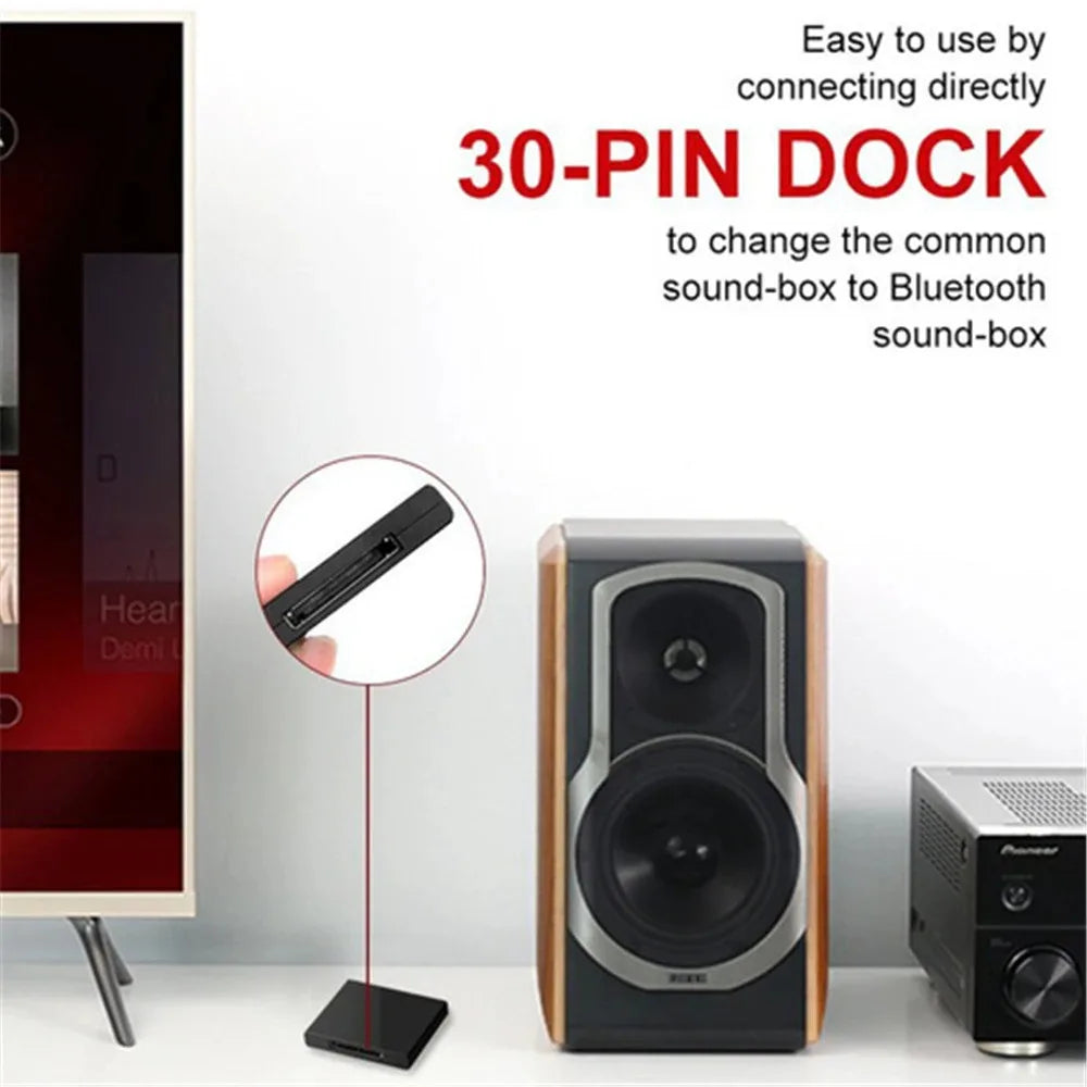 30 Pin Bluetooth Receiver for Dock Speakers - Black Audio Adapter Tidesmit