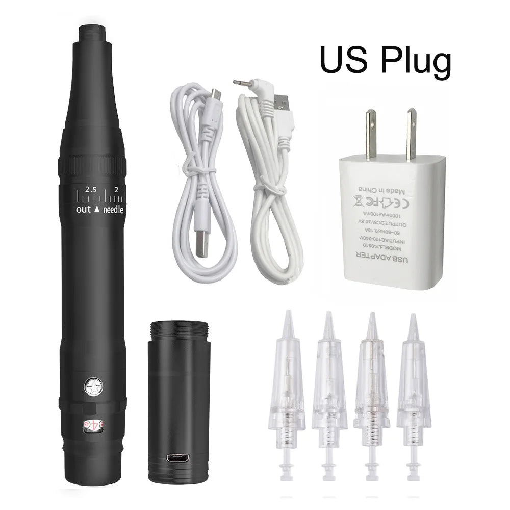 Wireless Professional PMU Machine - Precision Microblading Pen Kit Permanent Makeup Machines Black- US Plug Tidesmit