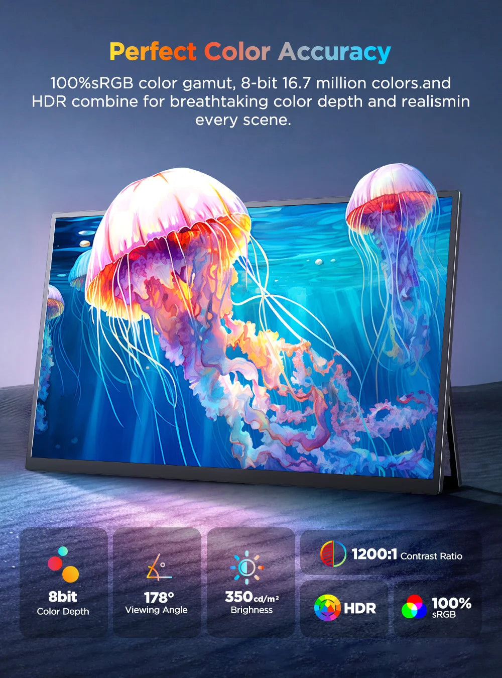 UPERFECT 15.7" 4K UHD Touchscreen Portable Monitor 100%sRGB USB-C HDMI HDR FreeSync Eye Care External Laptop Display For Desktop