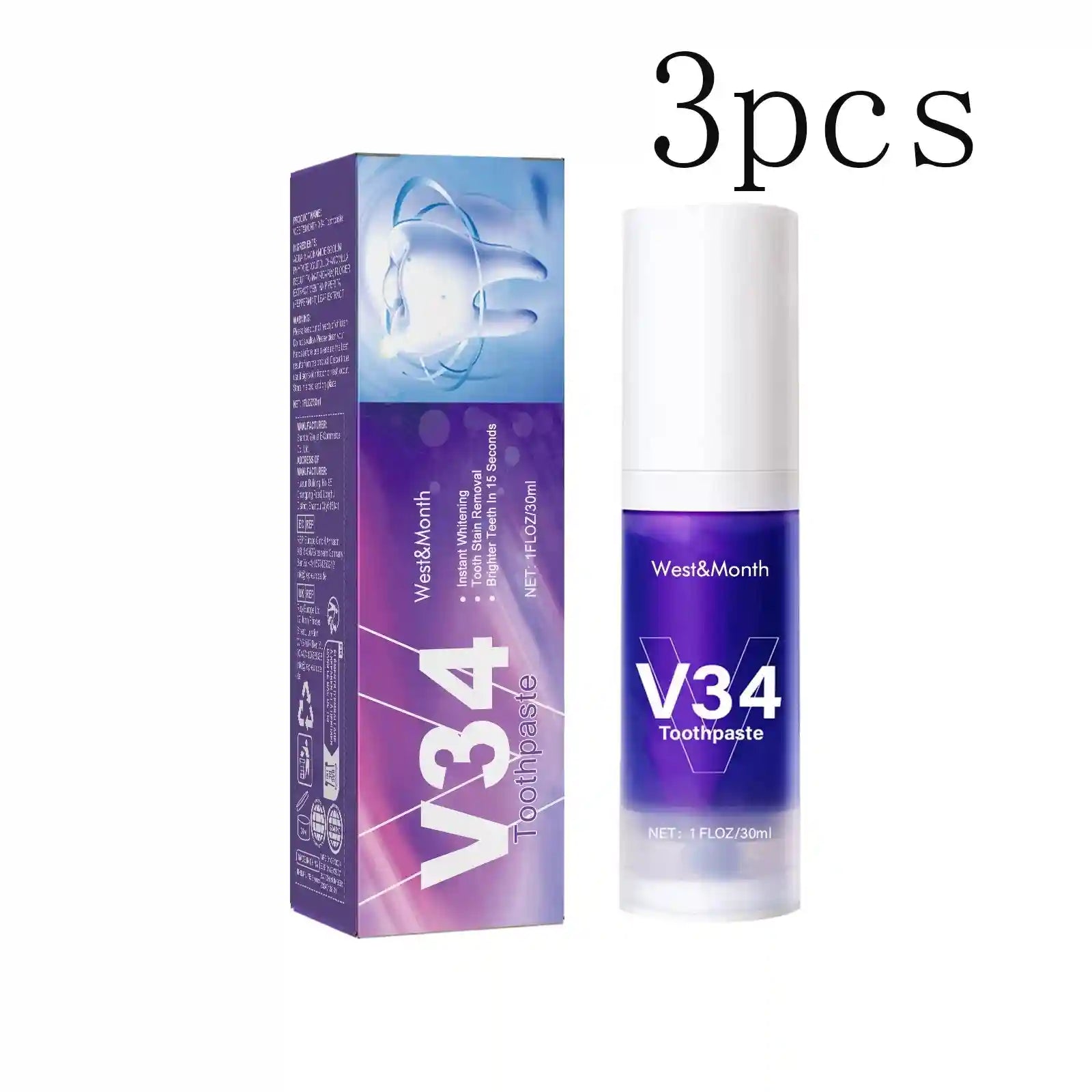 Tidesmit V34 Intensive Teeth Whitening Cleansing Mousse with gentle gum care and long-lasting fresh breath formula