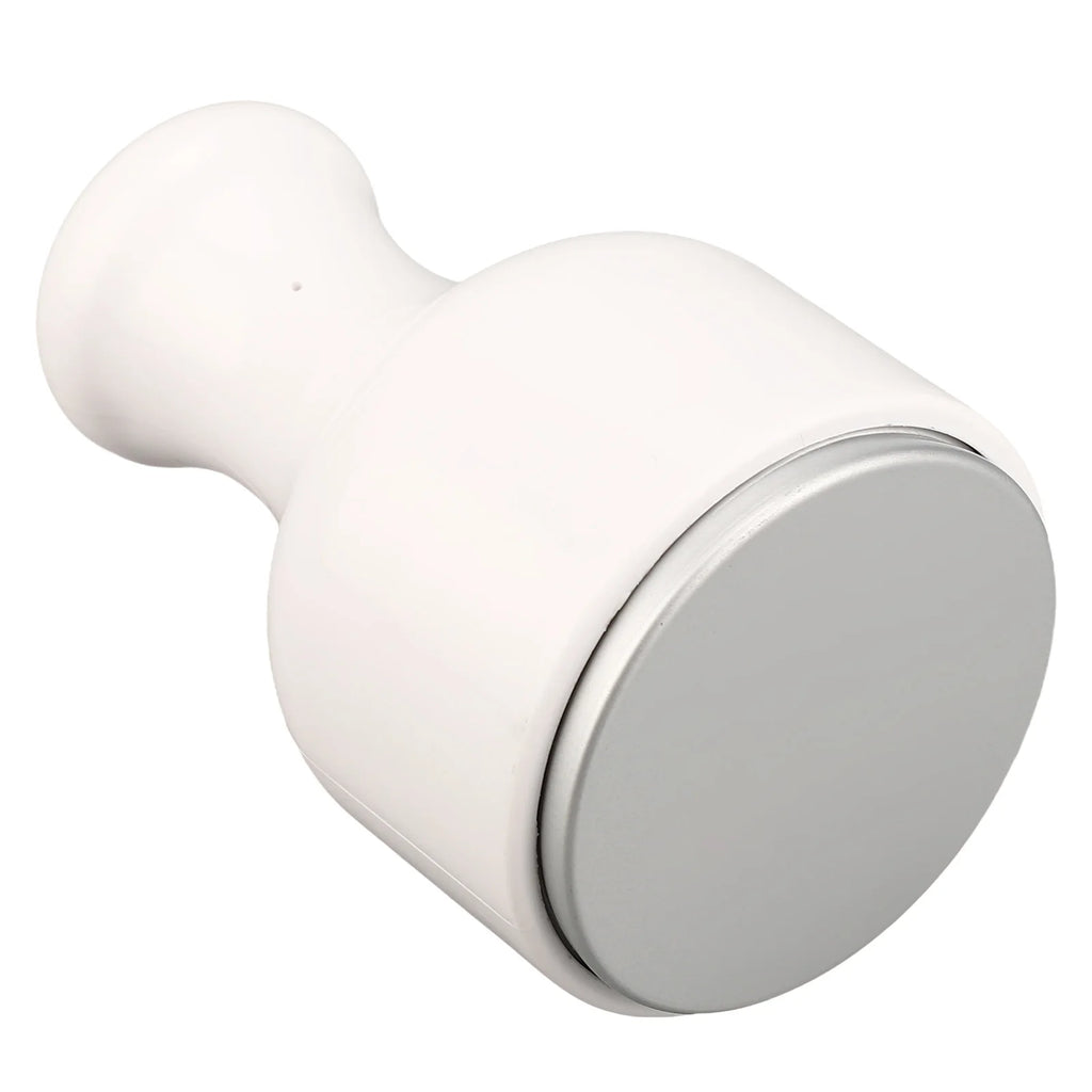 A white, mushroom-shaped ice facial roller with a smooth, flat silver metal application head.