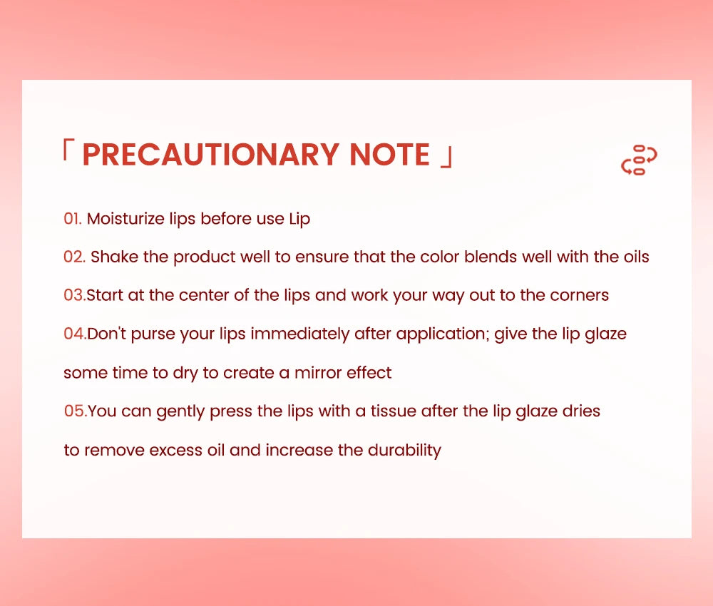 QIBEST moisturizing watery lip glaze application guide for a long-lasting, sexy red mirror-glossy lip stain finish.