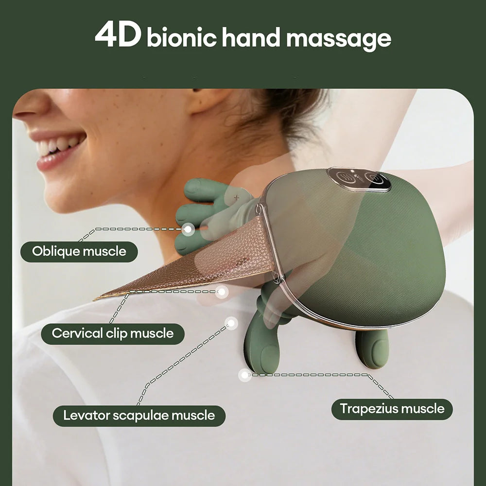 Electric Neck & Shoulder Massager | Deep Tissue Heat Therapy | Green Body Shaping Massage Equipment Tidesmit