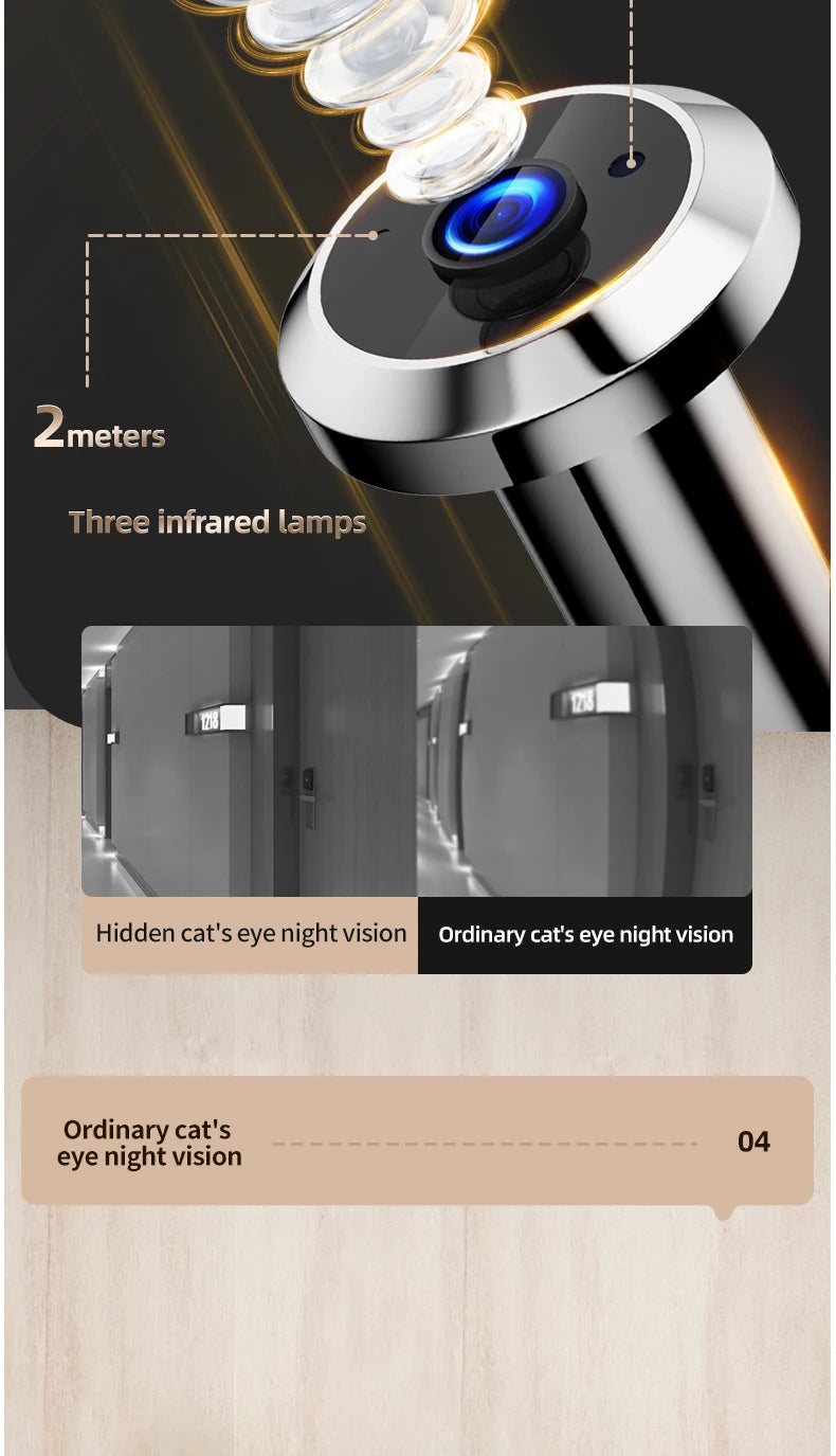 Danmini Visual Doorbell Peephole 4.3'' LCD HD Display Digital Door Viewer 1 Million Pixel 120° Camera Security Cat Eye Door Bell