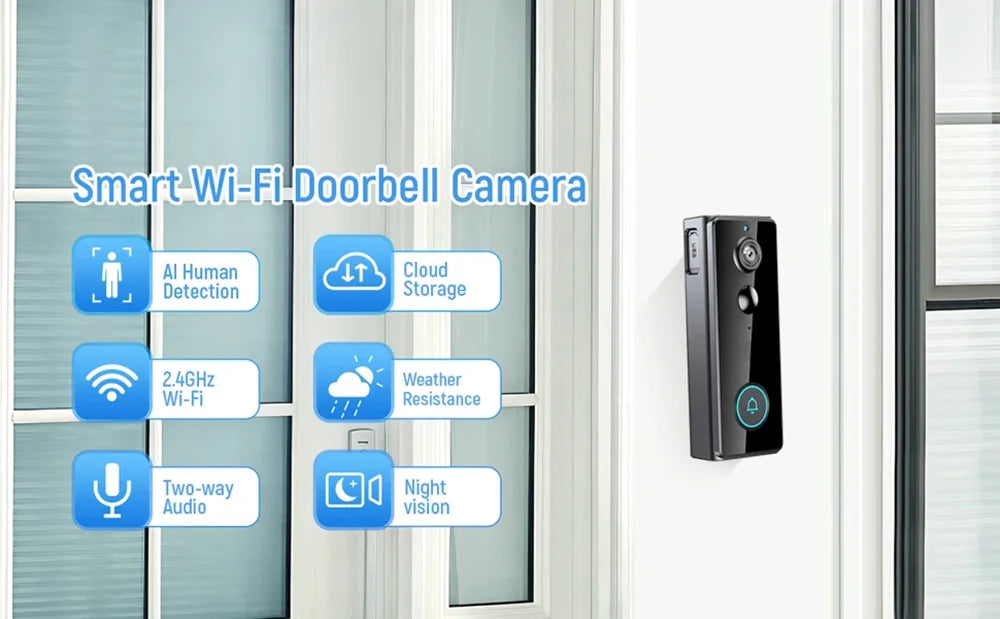Wireless WIFI FHD Tuya Doorbell IP65 Waterproof Video Intercom with Camera for Home Security PIR Motion Detection Night Vision