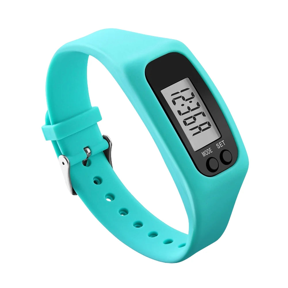 LED Pedometer Bracelet Step Counter Watch 12/24H Time Display Silicone Step Tracker Multi-Function Fitness Watch for Adults kids
